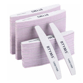BTYMS 100Pcs double-sided nail files 100/180 grit front view