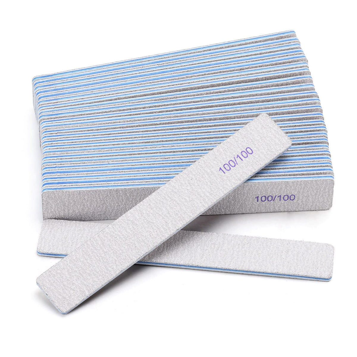 BTYMS 25-piece rectangle nail files 100/100 grit front view