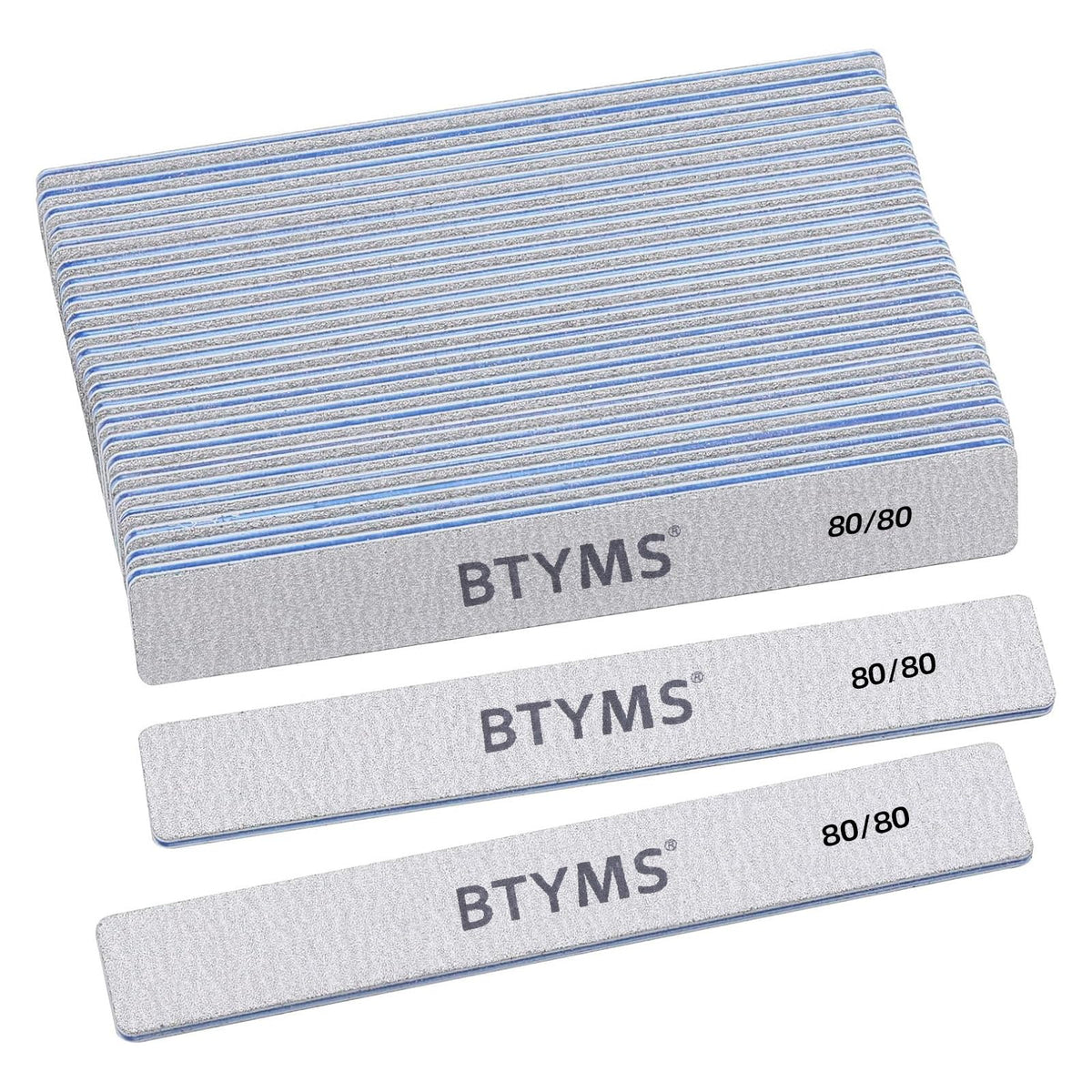 BTYMS 80/80 grit nail file front view with coarse surface