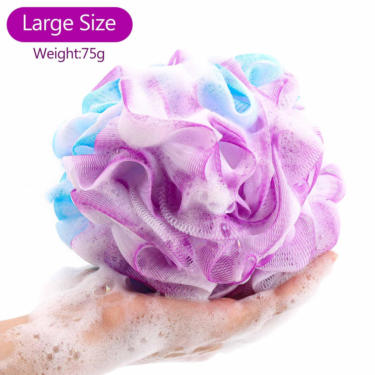 BTYMS large loofah sponge close-up showing soft mesh