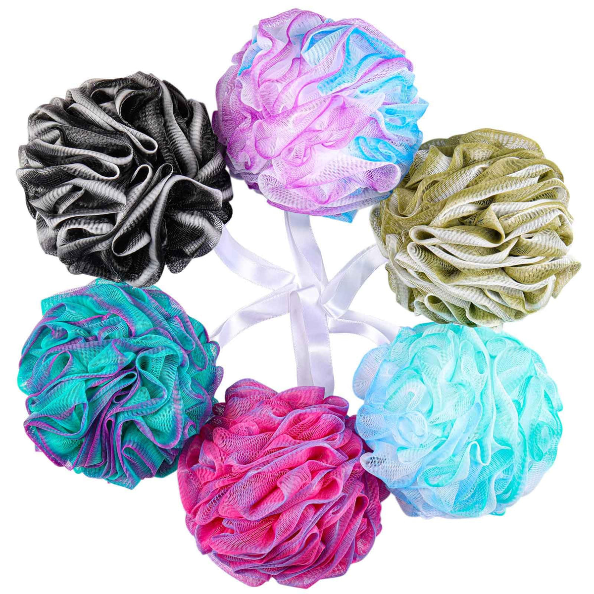 BTYMS large loofah sponge set of 6 in various colours