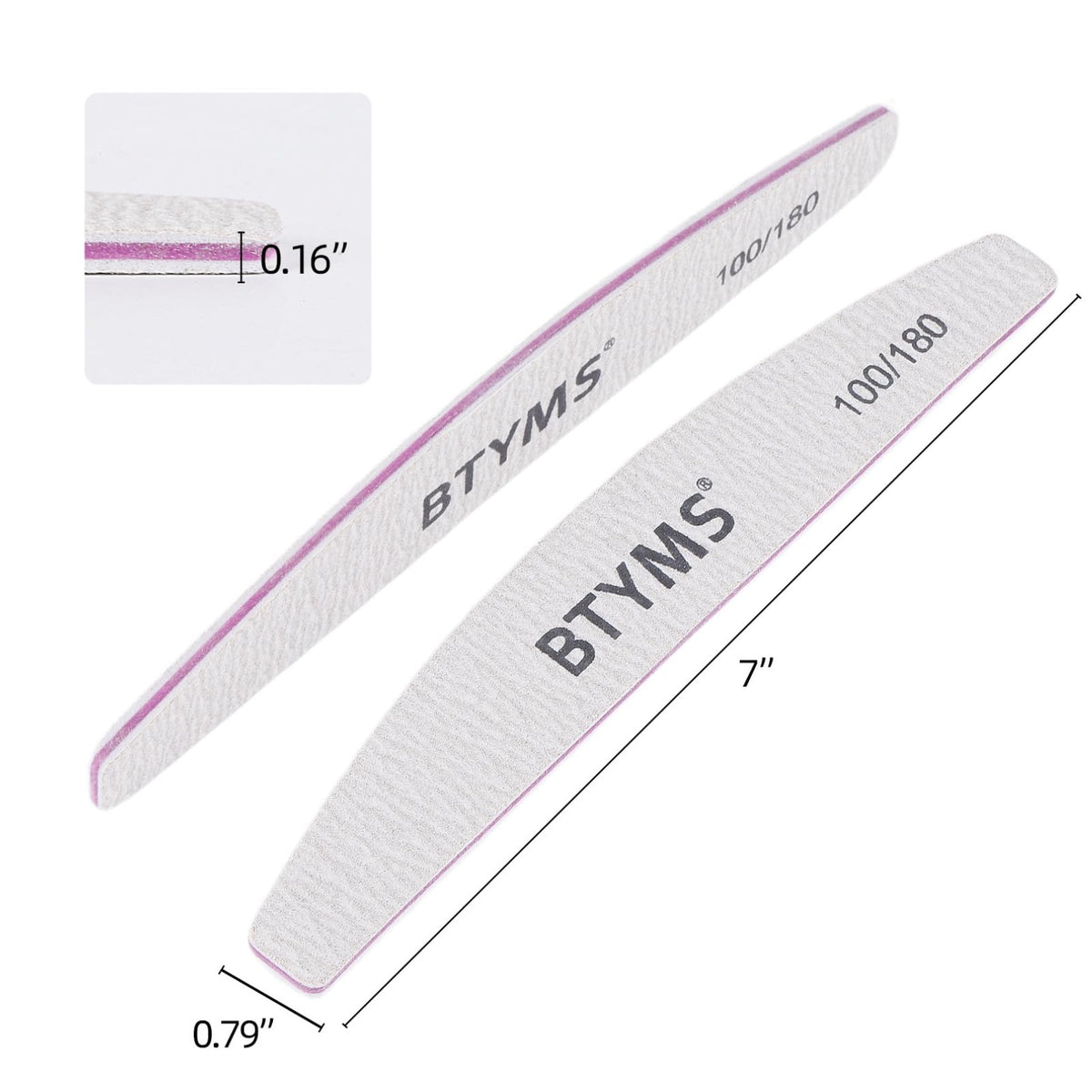 BTYMS nail files displaying coarse and fine grit sides