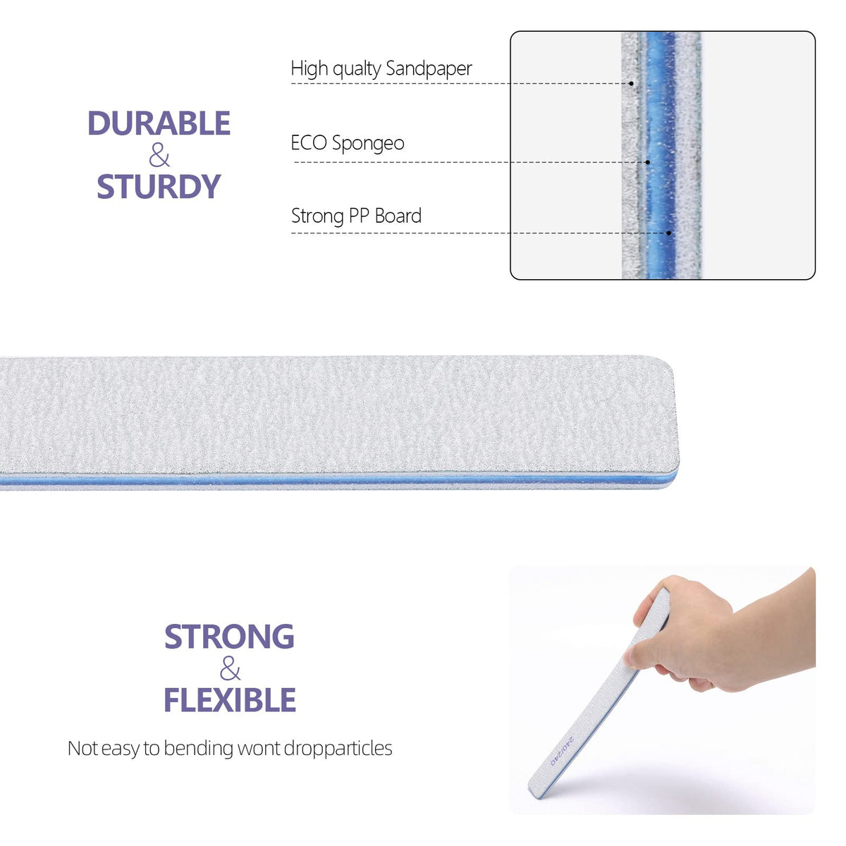BTYMS Rectangle Nail Files 100/100 grit in packaging