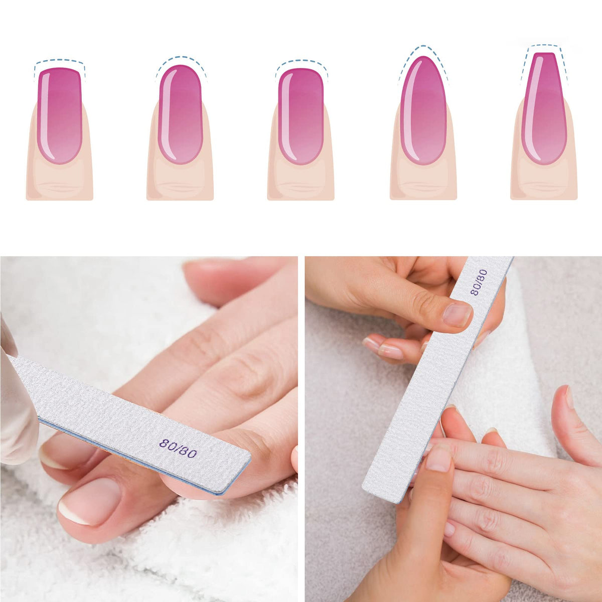 BTYMS Rectangle Nail Files in use on nails