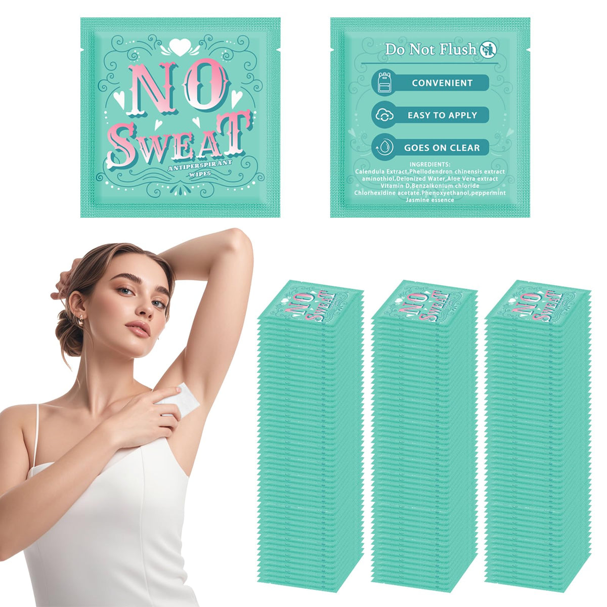 BUAEL Travel Deodorant Wipes 150 pack front view