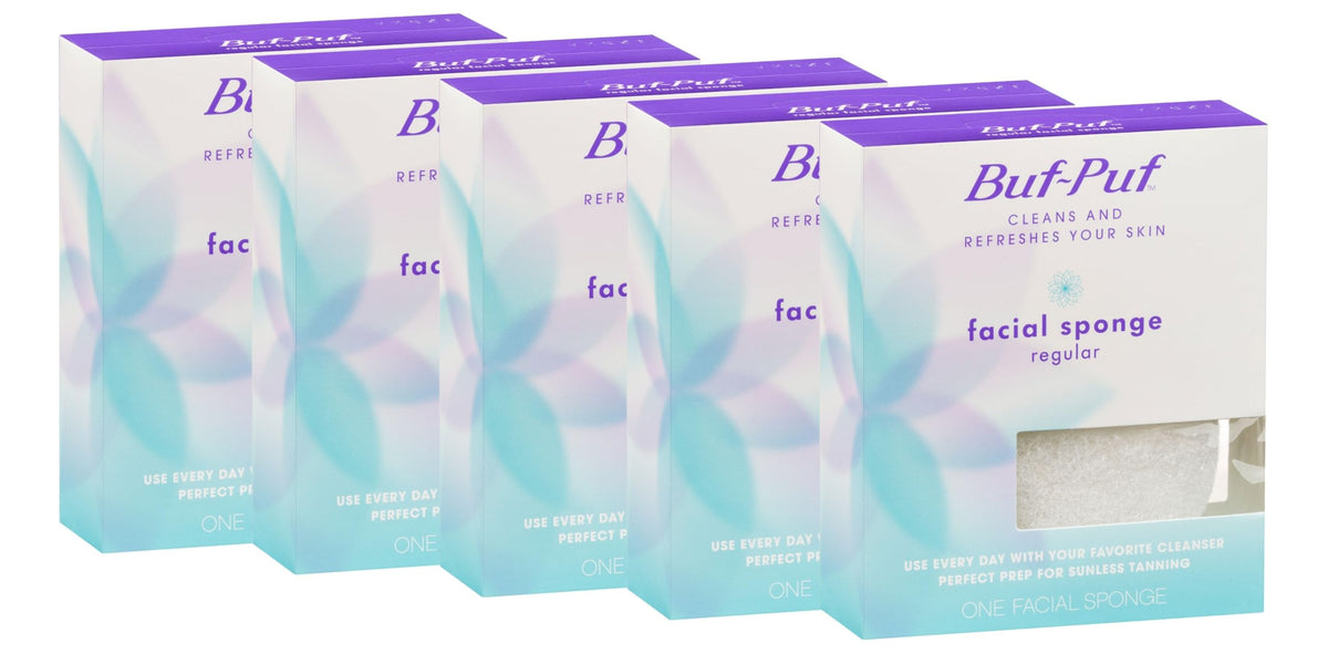 Buf-Puf Facial Sponge white model front view