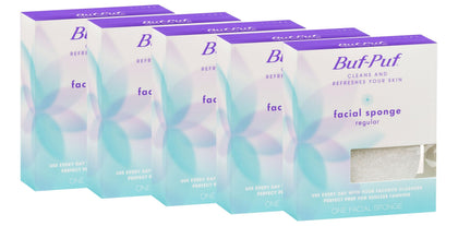 Buf-Puf Facial Sponge white model front view
