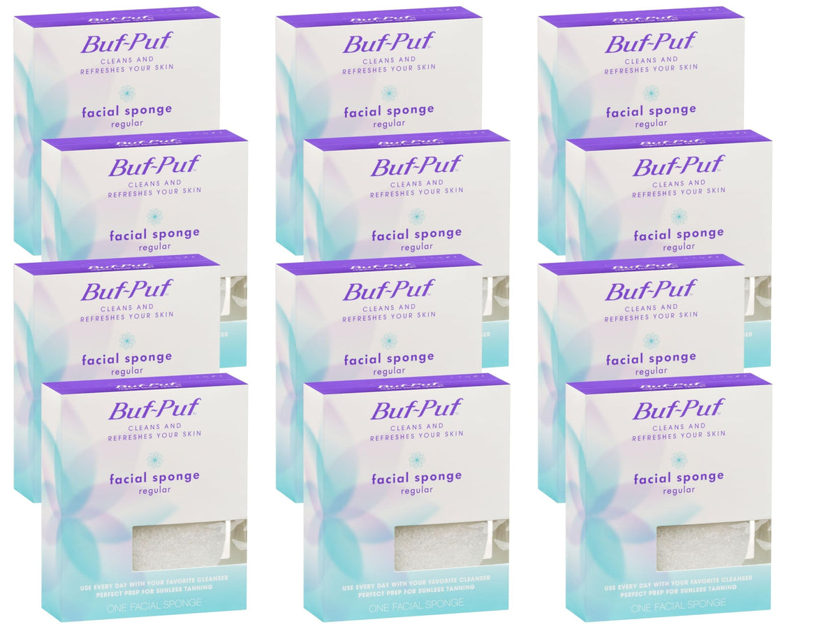 Buf-Puf Facial Sponge white model front view
