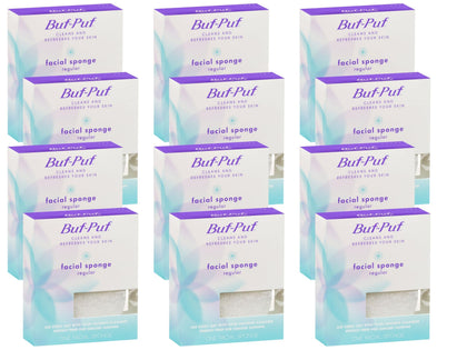 Buf-Puf Facial Sponge white model front view