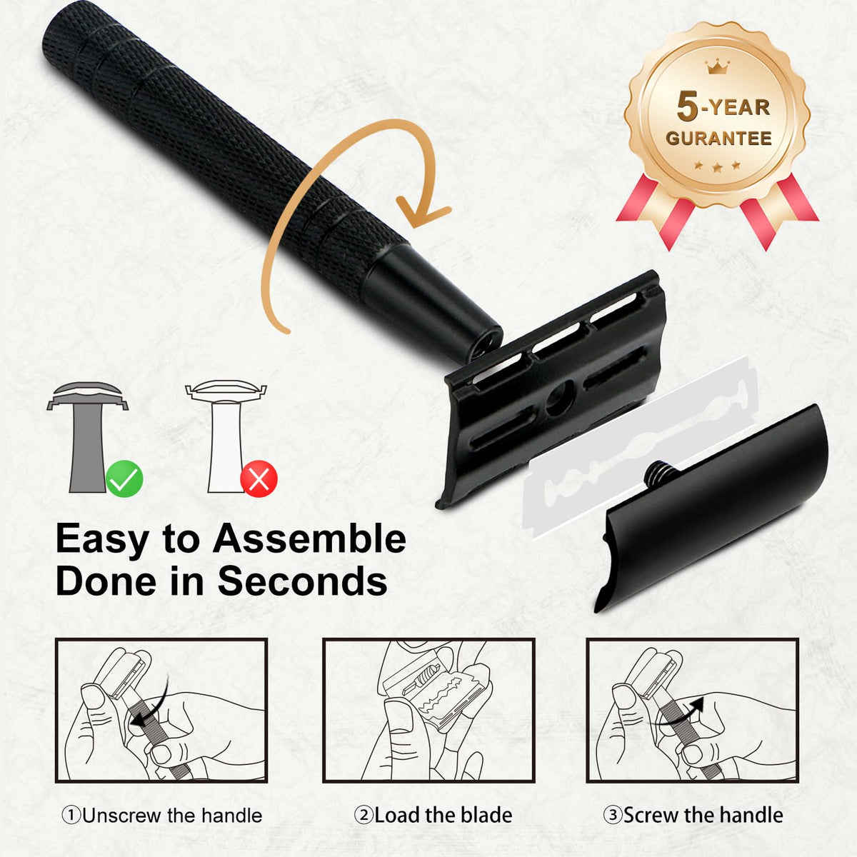 BULIMICA Matte Black Safety Razor with stand on bathroom counter