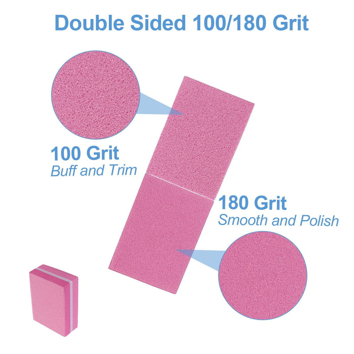 Bulk pack of AhaTopia Mini Nail Buffers displayed with packaging
