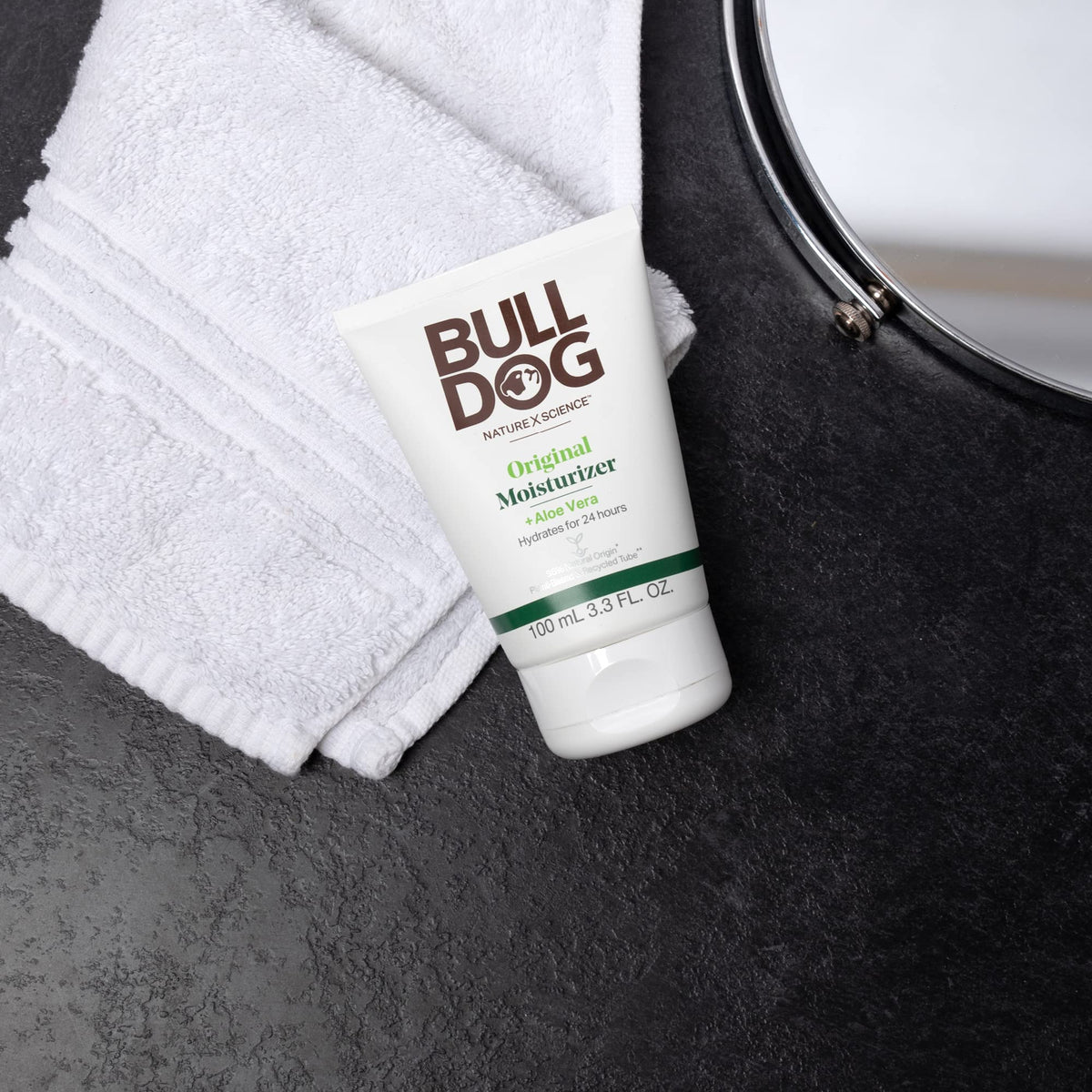 Bulldog face wash application on skin