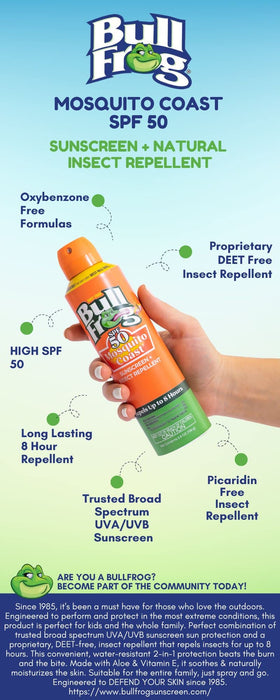 Bullfrog Mosquito Coast Sunscreen packaging display