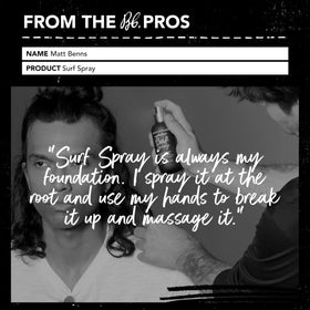 Bumble and bumble. Surf Sea Salt Spray being applied to hair