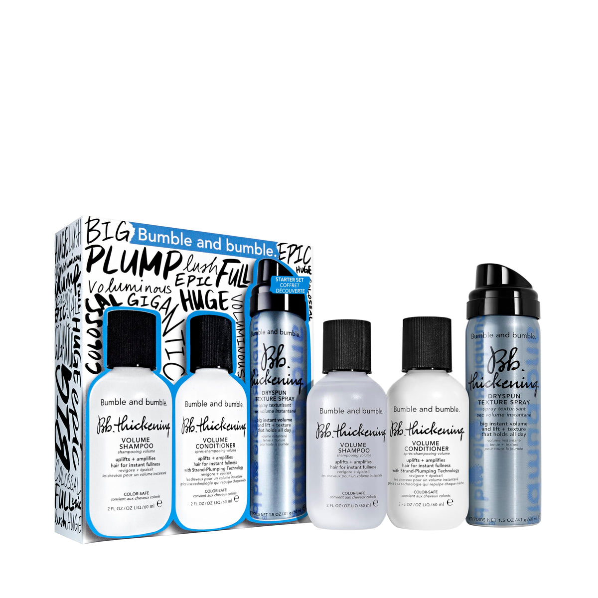 Bumble and bumble. Thickening Travel-Size Hair Set including shampoo, conditioner, and texture spray