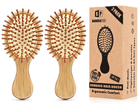 BUNDLEPRO Hair Brush Mini 2 Pack with natural bristles front view
