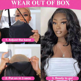 bunGiol Glueless Human Hair Body Wave Wig 26In back view