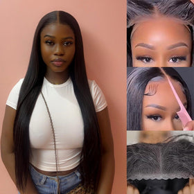 bunGiol Glueless Human Hair Wig back view with natural flow
