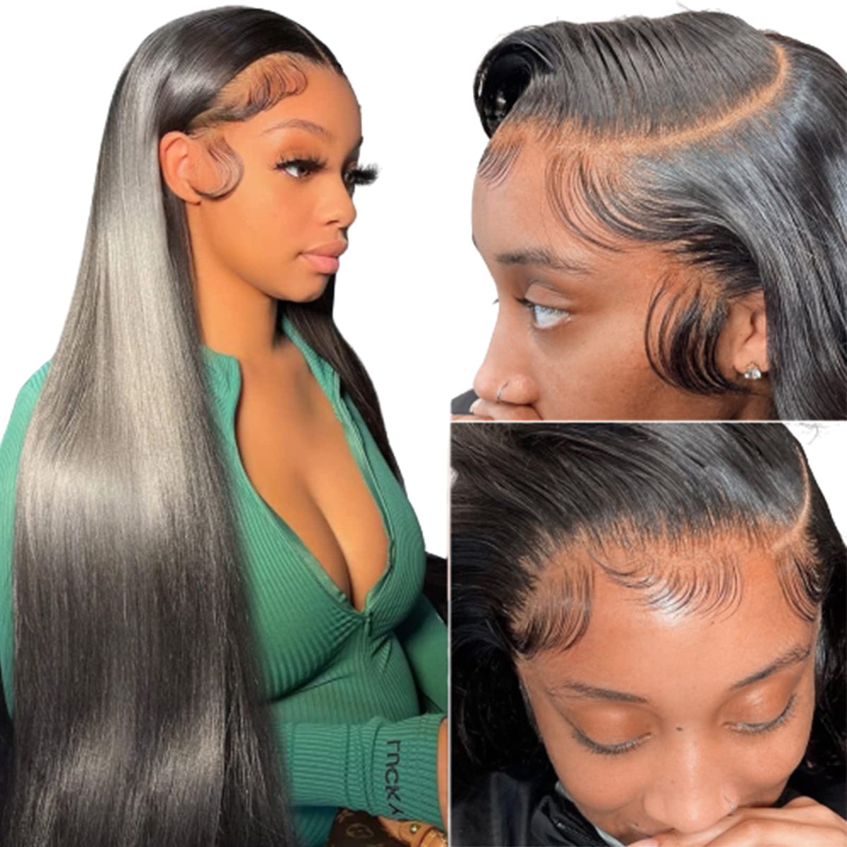 bunGiol Straight Lace Front Wig 24In black front view