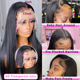 bunGiol Straight Lace Front Wig 26In black front view