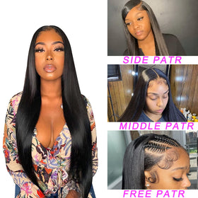 bunGiol Straight Lace Front Wig adjustable strap