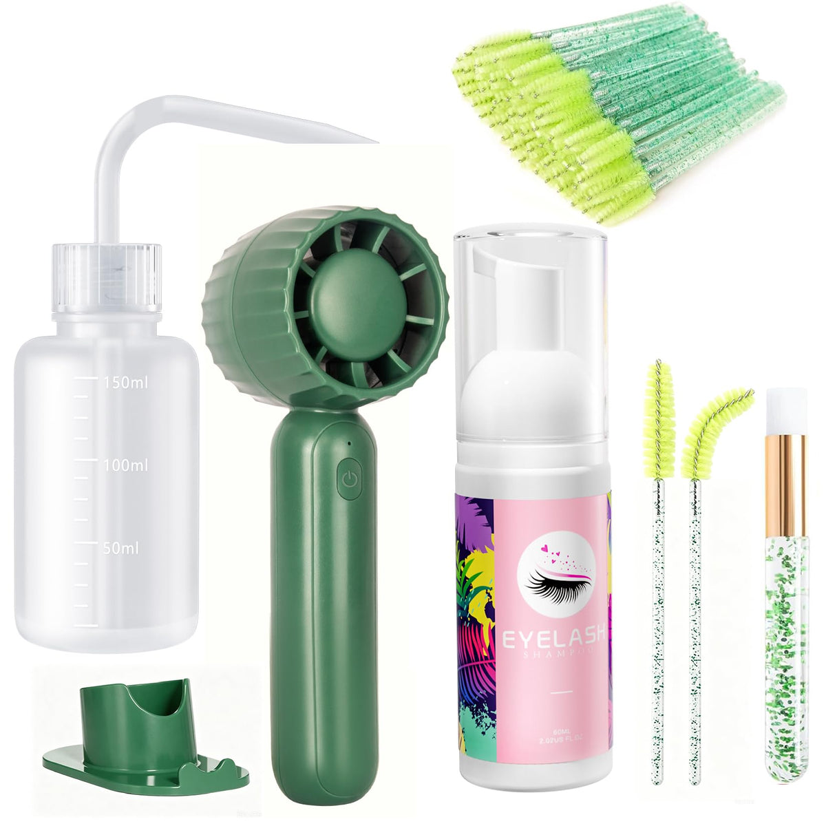 Buqikma Lash Cleaning Kit including 60ml shampoo and accessories