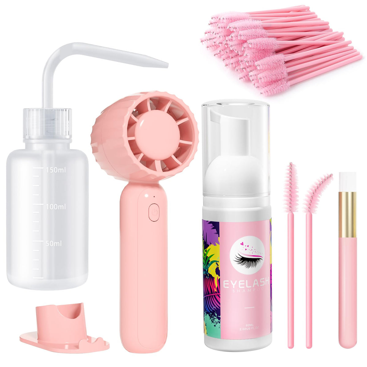 Buqikma Lash Cleaning Kit including shampoo and accessories