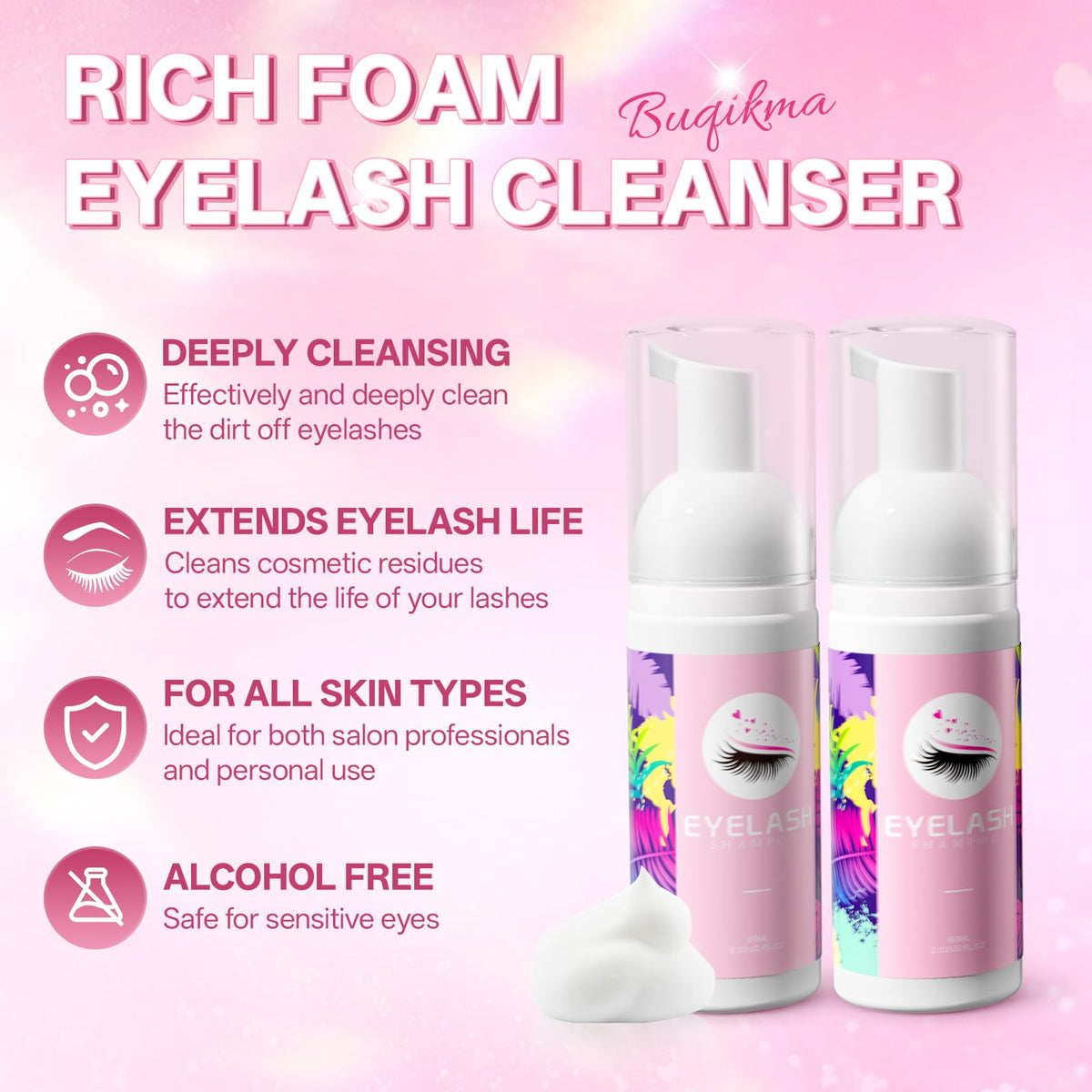 Buqikma Lash Shampoo Kit lash brush included