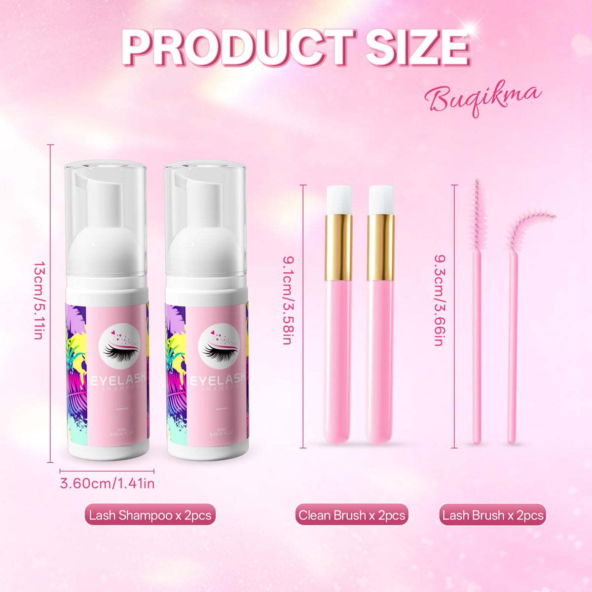 Buqikma Lash Shampoo Kit packaging details