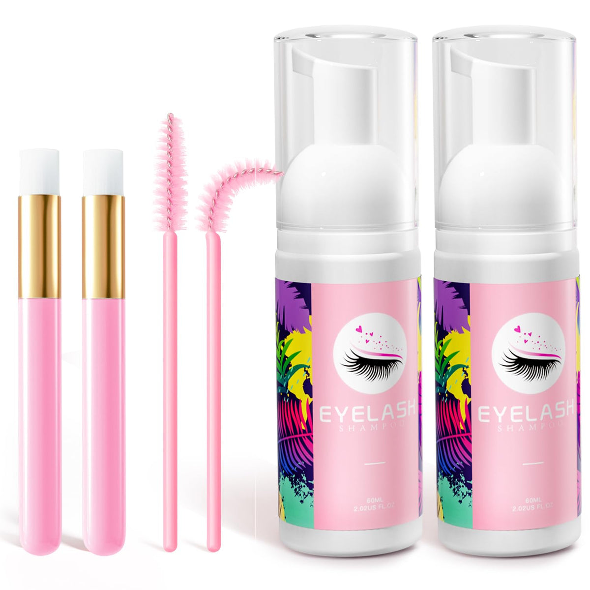 Buqikma Lash Shampoo Kit two 60mL bottles front view