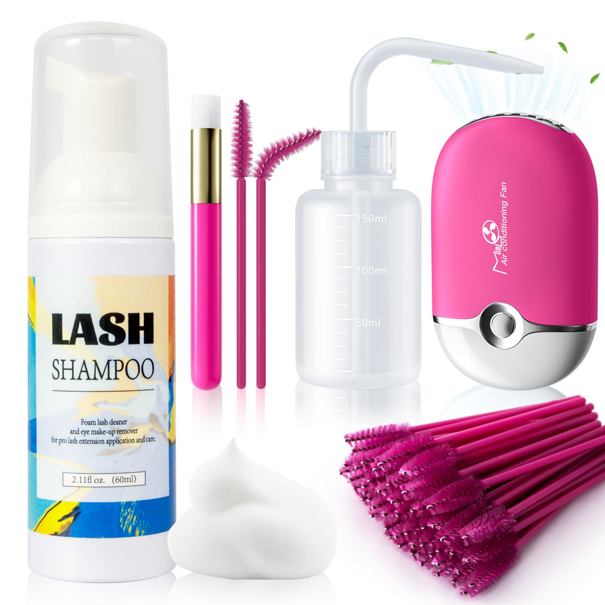 Buqikma Lash Shampoo Kit with all components displayed