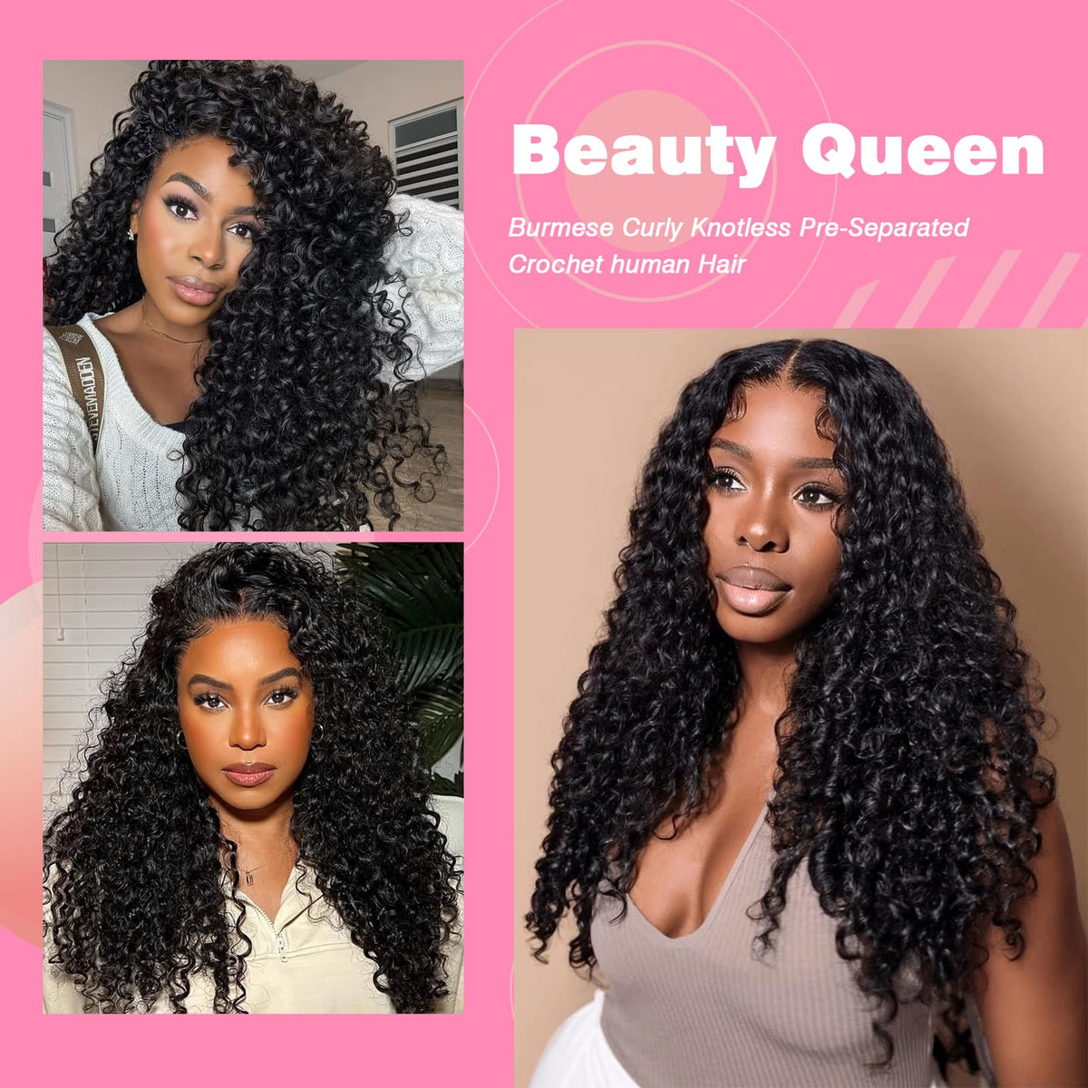 Burmese Curly Crochet Hair showing natural bounce