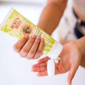 Burt's Bees After Sun Lotion application on skin