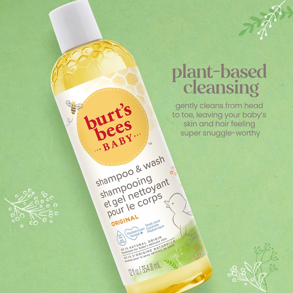 Burt's Bees Baby Shampoo & Wash 12oz back view