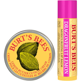 Burt's Bees Dragonfruit Lemon Lip Balm and Cuticle Cream side by side