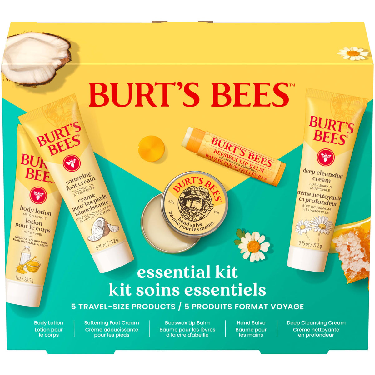 Burt's Bees Essentials Kit Gift Set with five travel size products