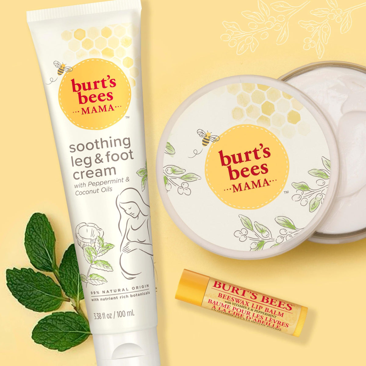 Burt's Bees foot cream being applied to a foot