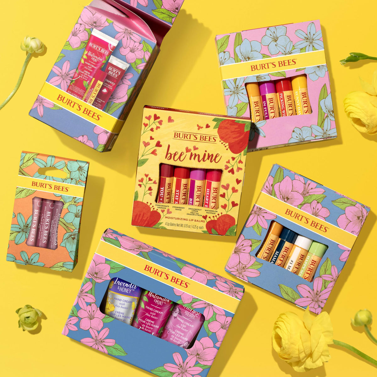 Burt's Bees lip balm set with a holiday-themed wrapping