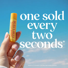 Burt's Bees Lip Balm tubes arranged in a row