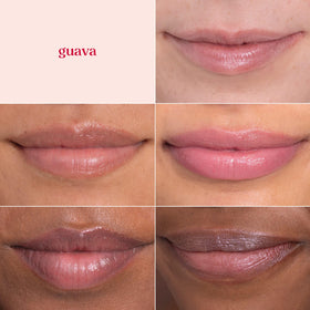Burt's Bees Lip Shimmer Guava with shea and cocoa butter ingredients