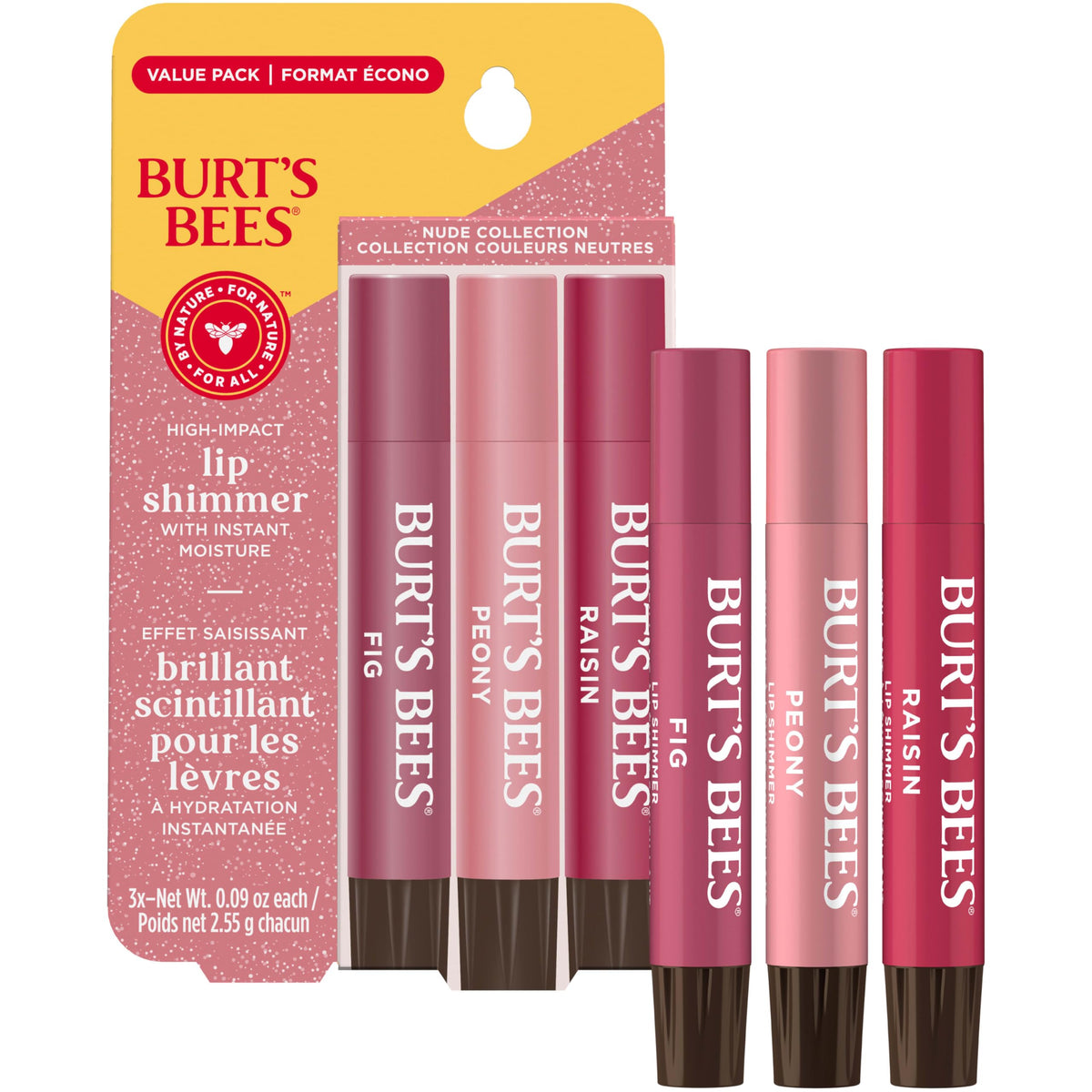 Burt's Bees Lip Shimmer Nude Collection Peony tube front view