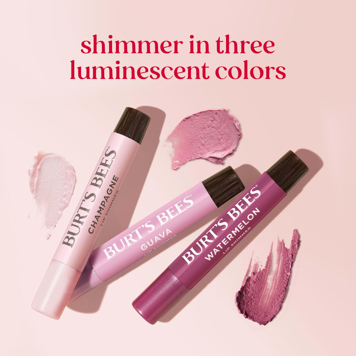 Burt's Bees Lip Shimmer on lips showing shimmer