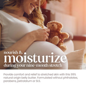 Burt's Bees Mama Belly Butter jar with soft lighting