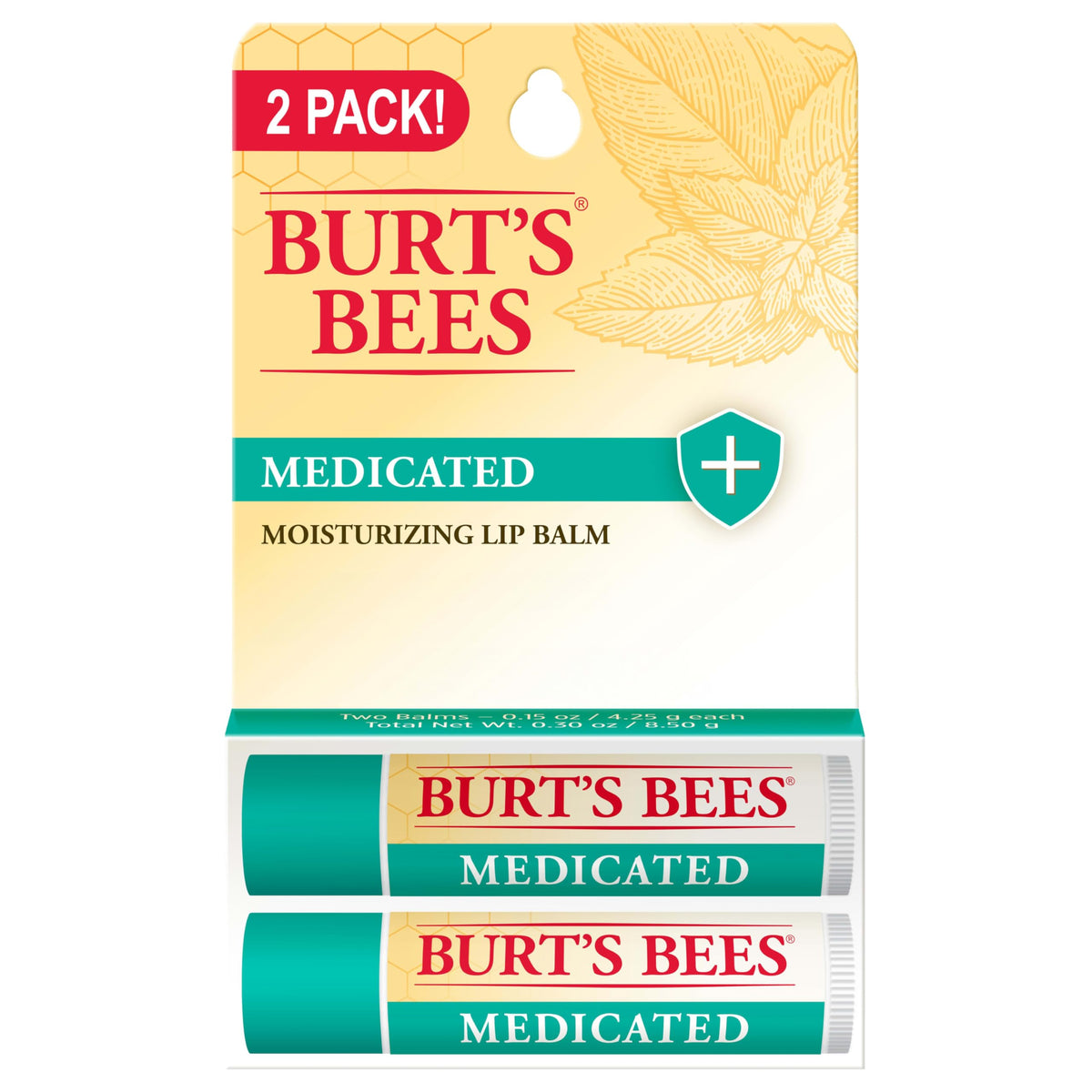 Burt's Bees Medicated Lip Balm 0.15 oz tube front view