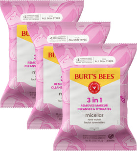 Burt's Bees Micellar Rose Water Facial Towelettes front view packaging