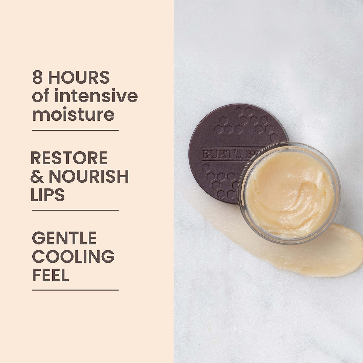 Burt's Bees Overnight Intensive Lip jar open showing texture