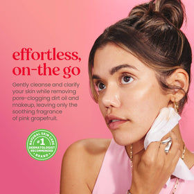Burt's Bees Pink Grapefruit Face Wipes lifestyle scene with model