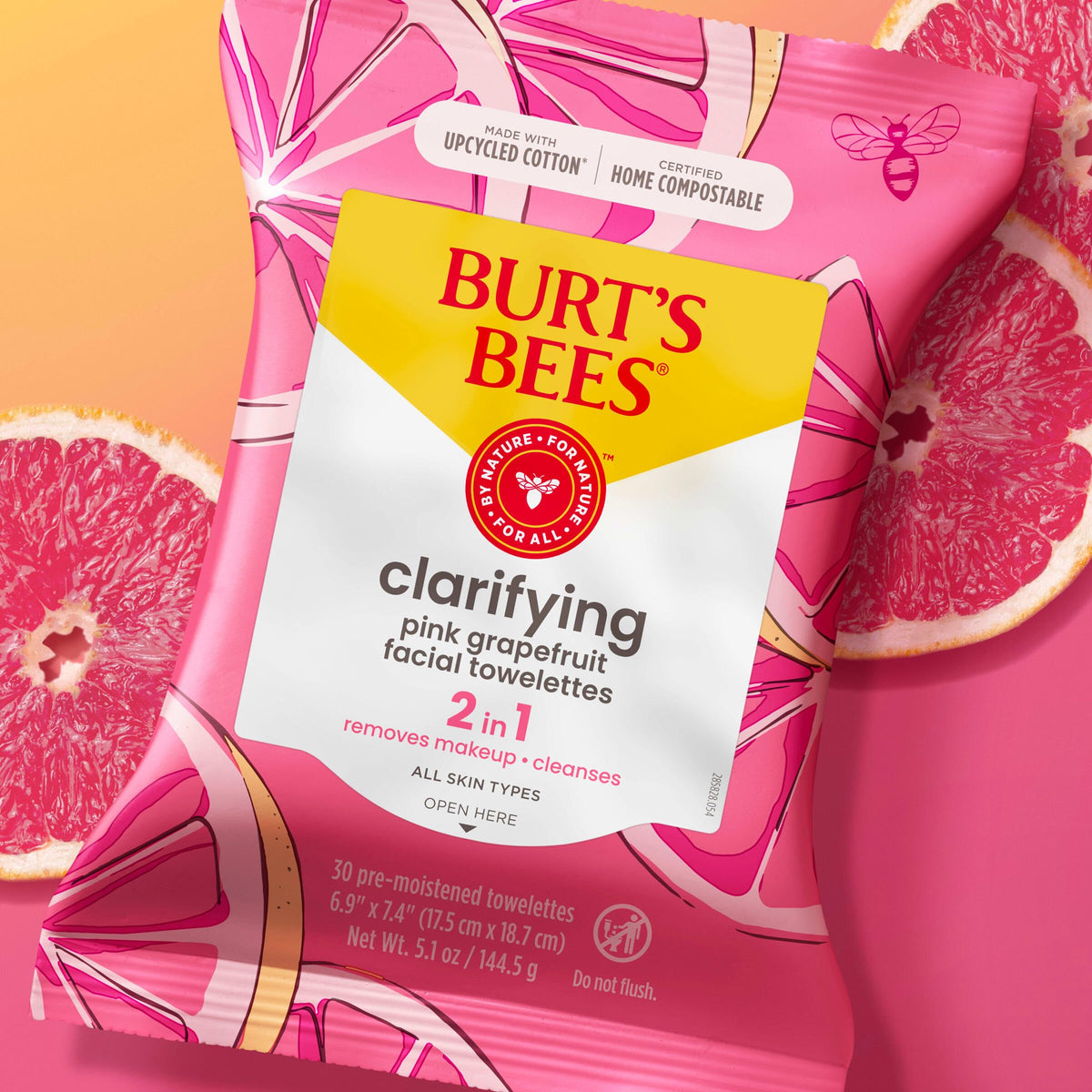 Burt's Bees Pink Grapefruit Face Wipes texture of towelette