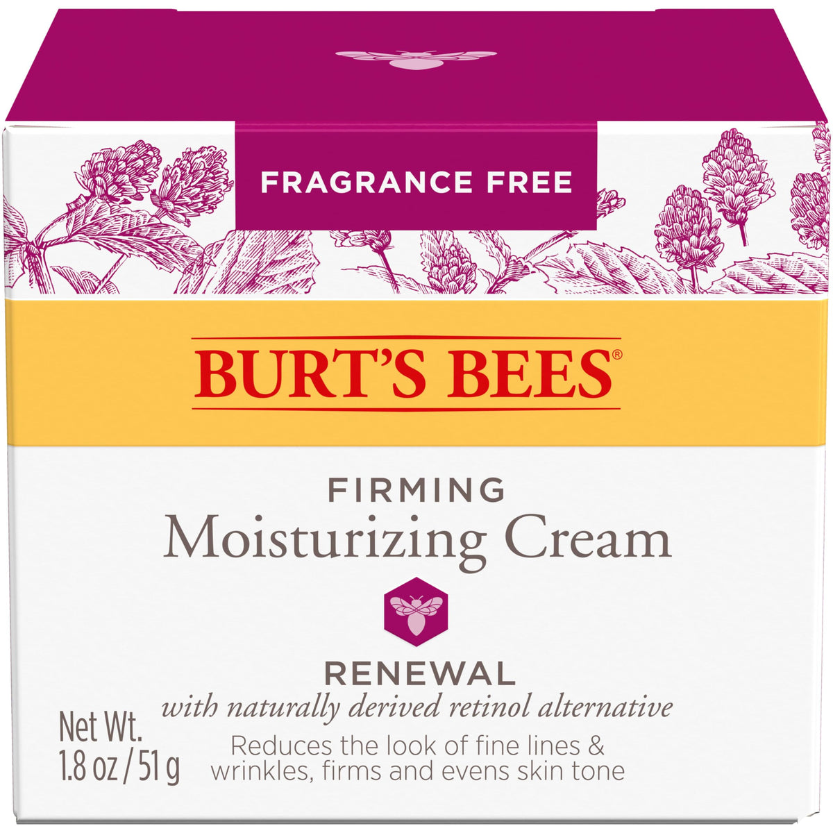 Burt's Bees Renewal Firming Face Cream in a bathroom setting