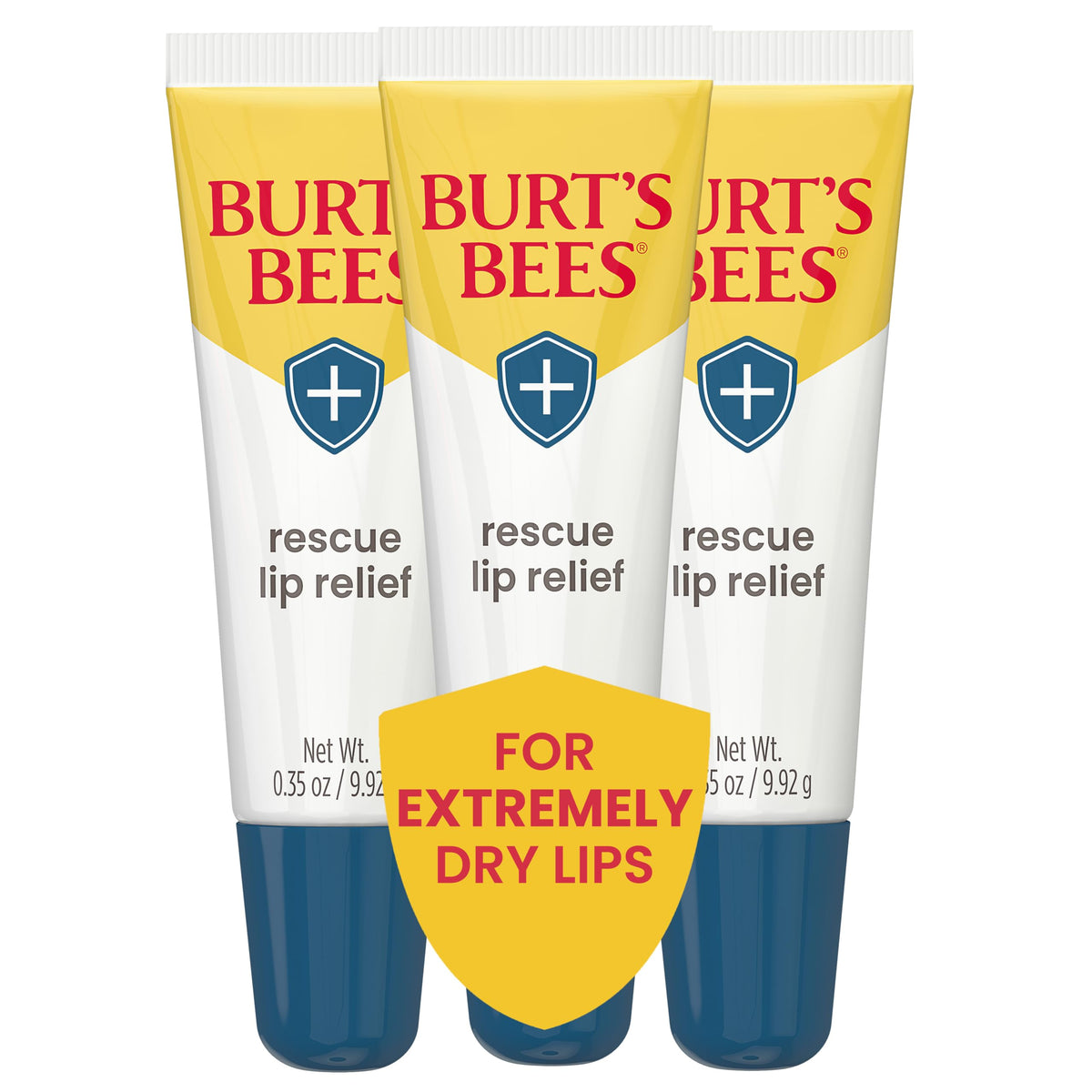 Burt's Bees Rescue Lip Relief Honey Vanilla 3-pack front view